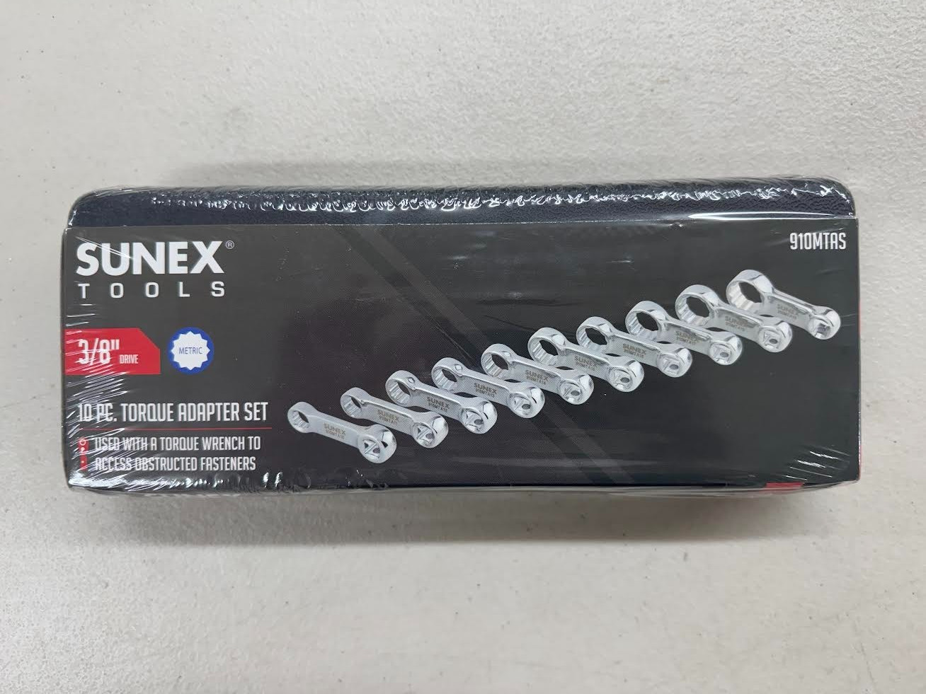 Sunex 910MTAS Metric Torque Adapter Set (10‑Pc) – 3/8" Dr 12‑Point + Case (NEW)