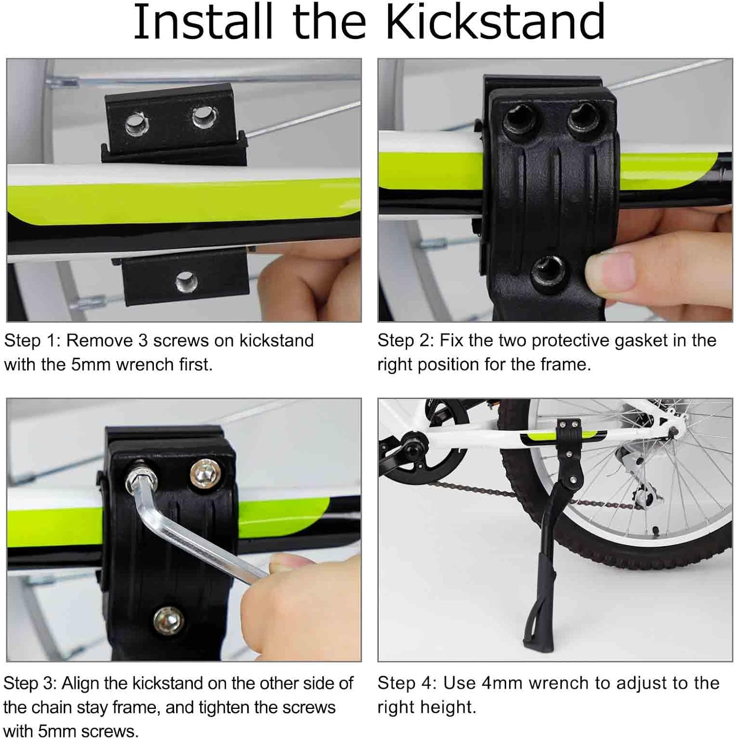 Cyfie Adjustable Bike Kickstand for 24 26 27 27.5 28 29 Inch Wheel Rear Side Bic
