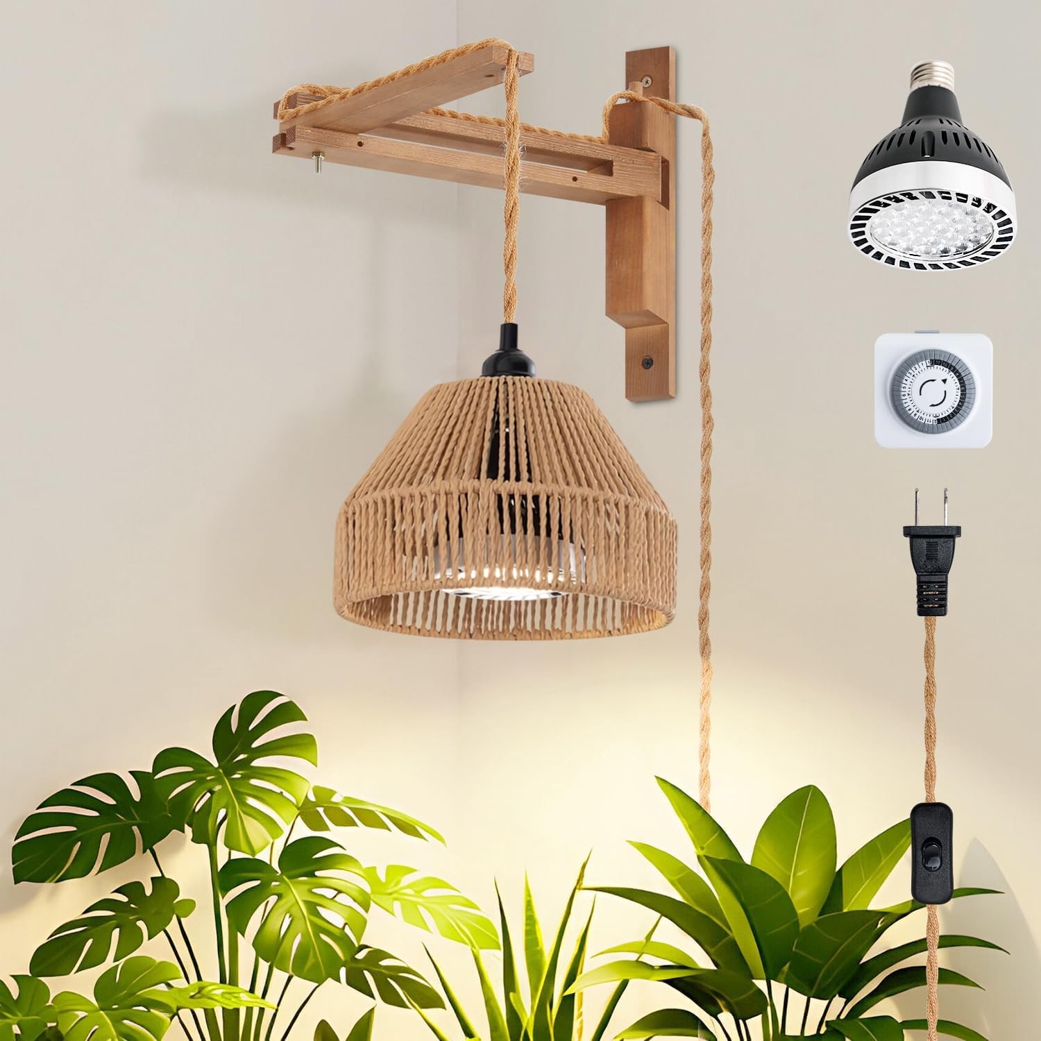 Indoor Plant Growth Lamp 30W 4000K LED Wall Mounted with Timer - Ideal