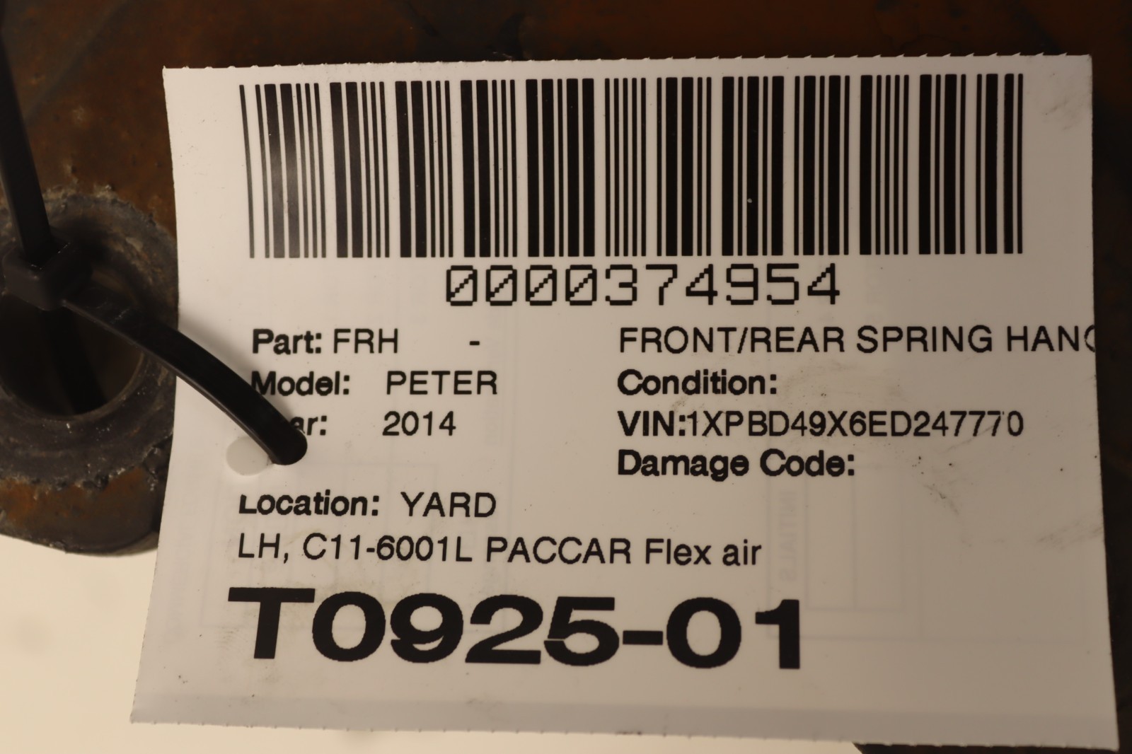2013-2021 PETERBILT 579 PACCAR LEFT SIDE FLEX AIR SPRING HANGER MOUNT OEM
