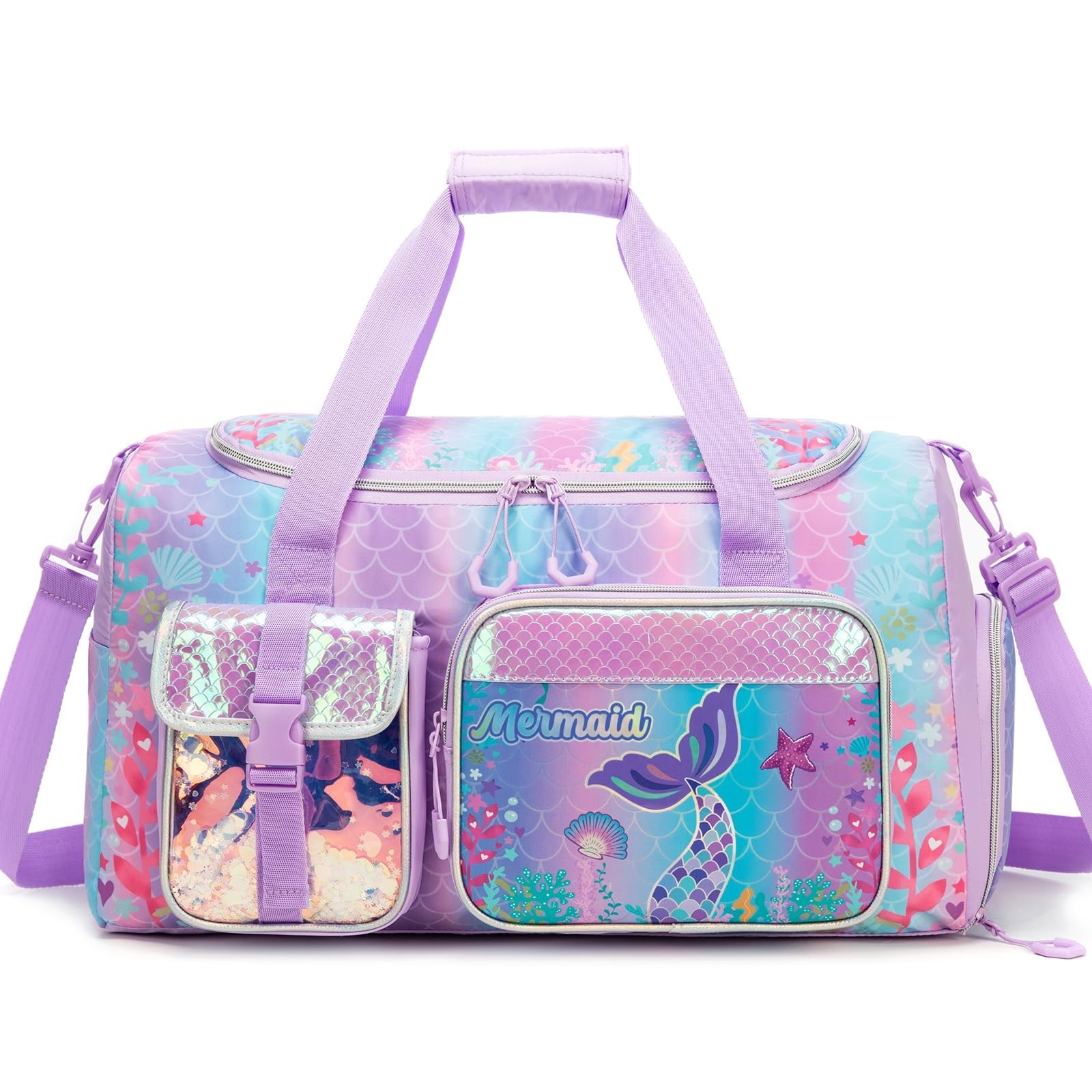 Kids Duffle Bag for Girls Dance Bag for Kids Mermaid Ballet Bags for Girls 6-...
