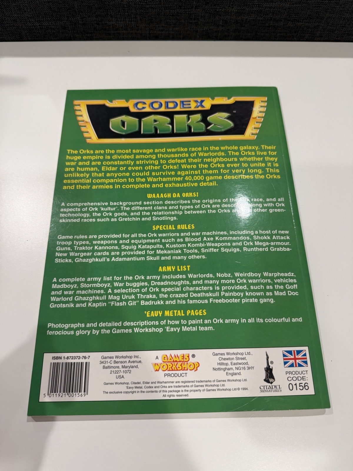 Games Workshop Warhammer 40k Space Orks Codex 2nd Edition 1994 USED RARE OOP