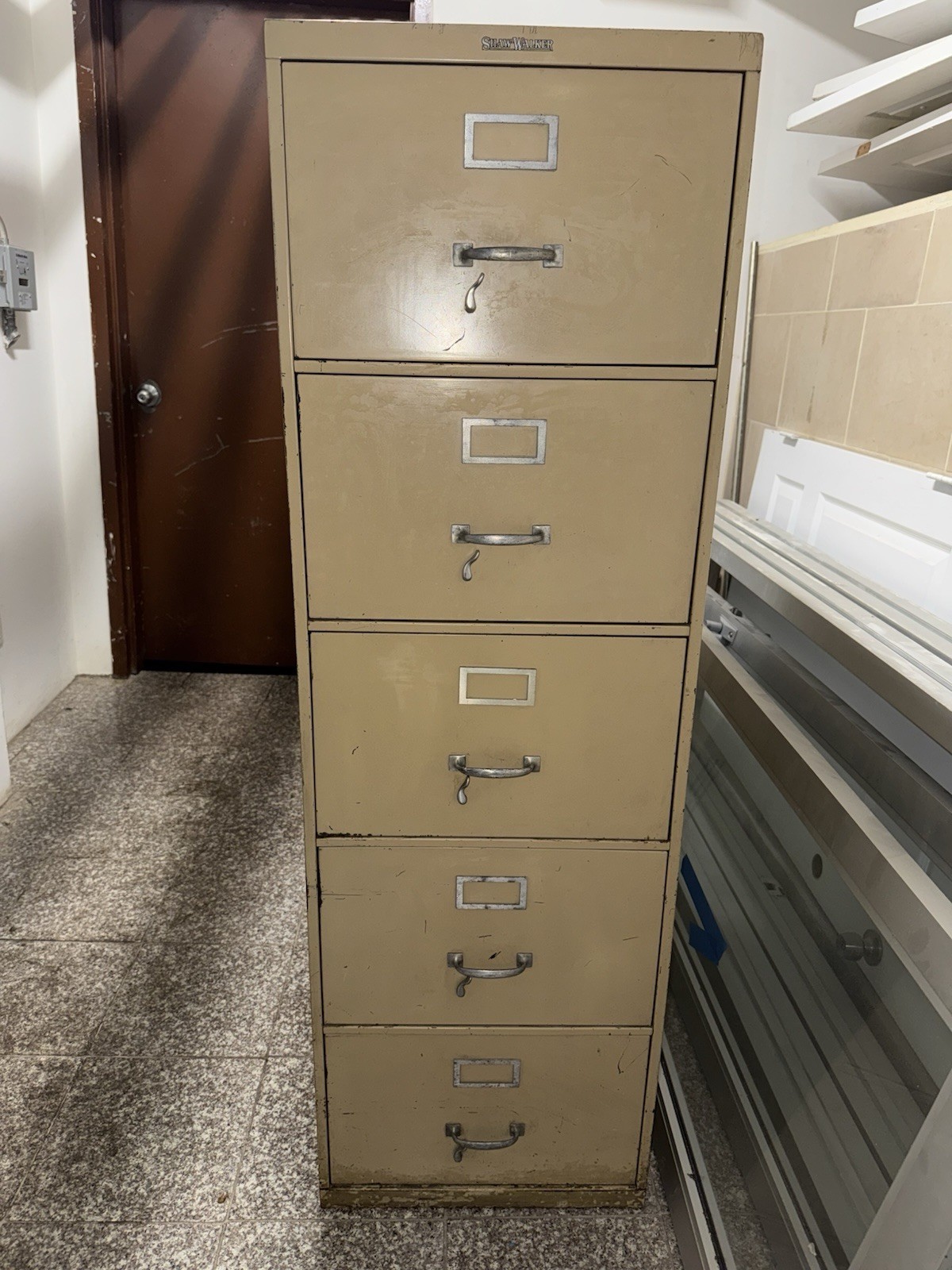 1963 Shaw Walker Automatic File 5 Drawer 58" Metal Filing Cabinet RARE