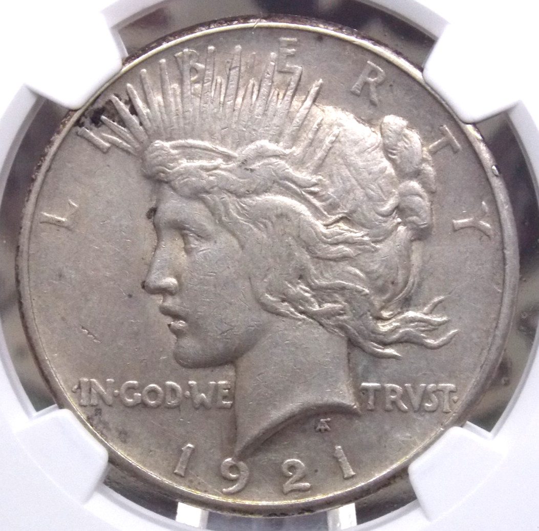 1921 "P" Peace SILVER Dollar *HIGH RELIEF* $1 NGC AU53 #060 About Unc ECC&C, Inc