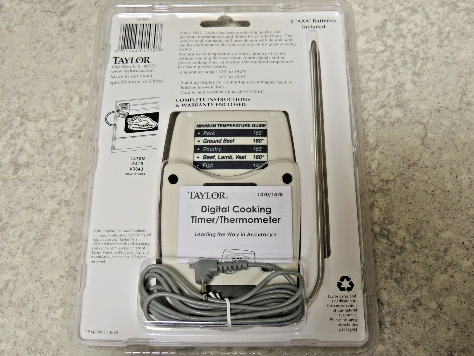 Taylor Programmable Thermometer Timer 1470N New