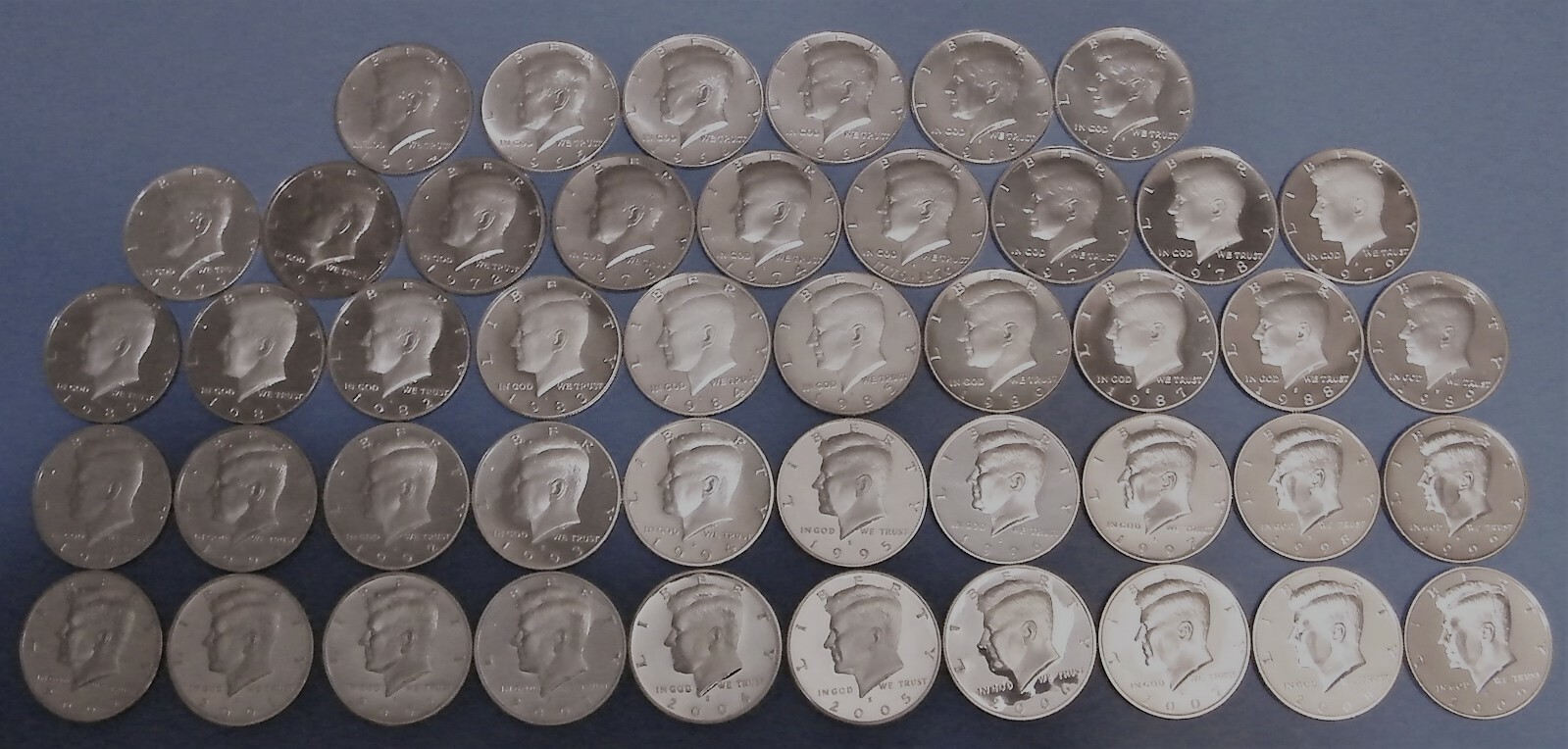 1964 -1967-1968 S - 2009 S PROOF Kennedy Half Dollar Coin Collection 45 Coins