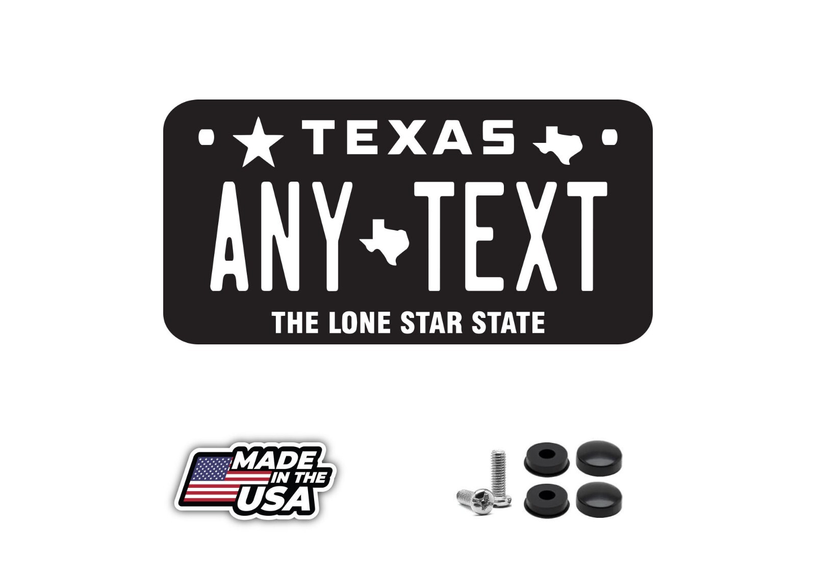 Houston Texas Personalized License Plate YOUR NAME ANY TEXT Custom Black White