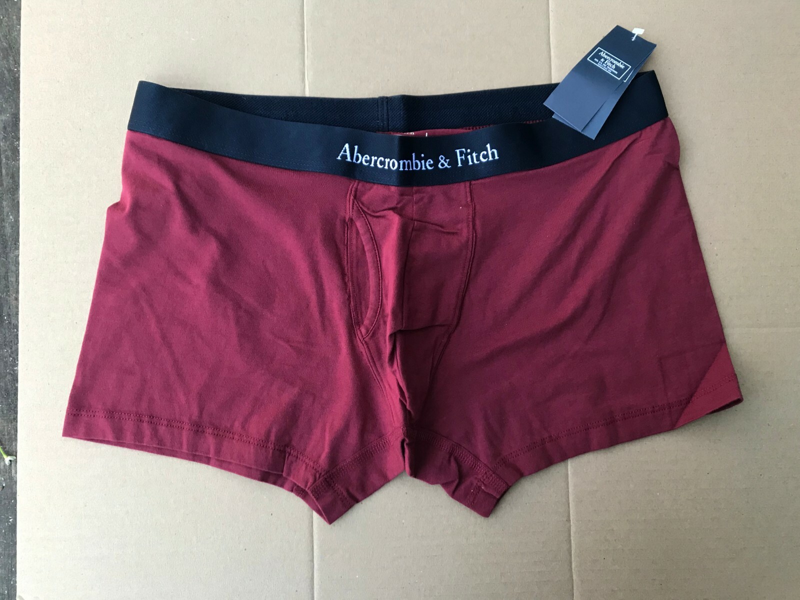 Men's NWT Abercrombie & Fitch TRUNK BURGUNDY W/ NAVY AND WHITE Size  S, M, L, XL