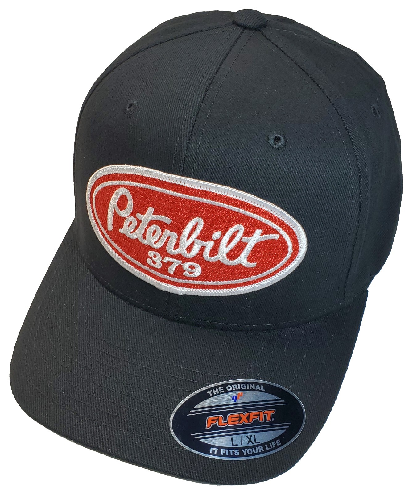 Peterbilt 379 Patch Flexfit 6377 Brushed Twill Hat / Black L/XL 7 1/8" - 7 5/8"