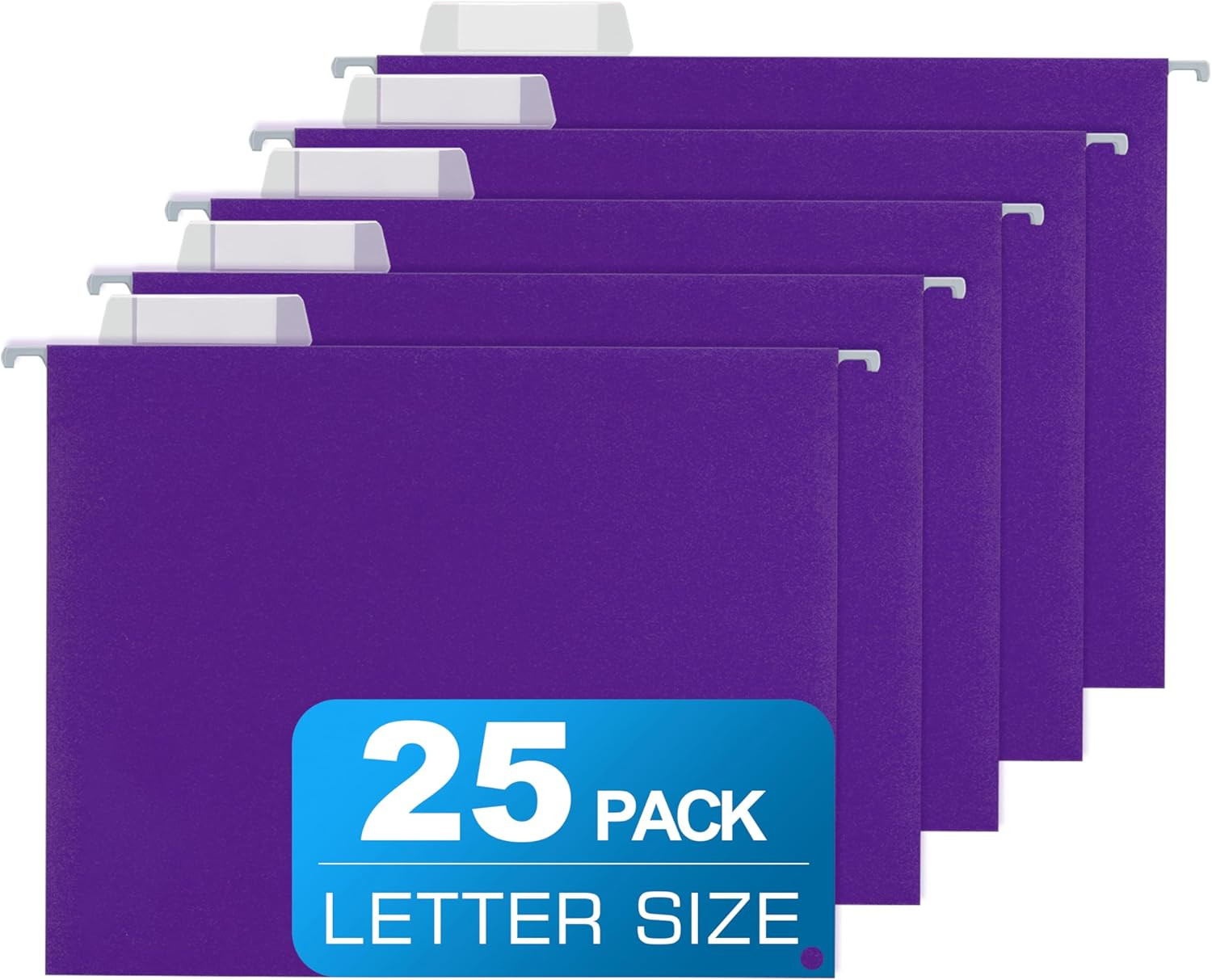 25 Packs Hanging File Folders with 1/5-Cut Tab,Letter Size File Folders Purple f