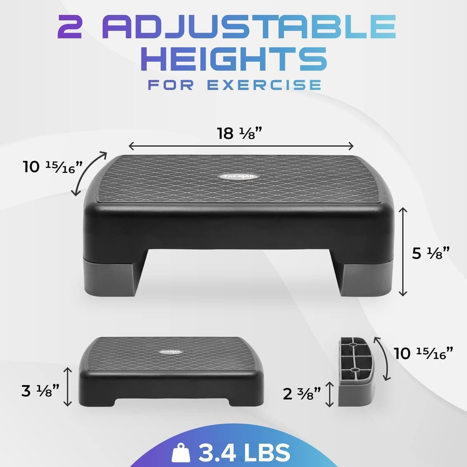 18.9" Aerobic Exercise Step Platform with 2 Risers, Adjustable Height Workout St