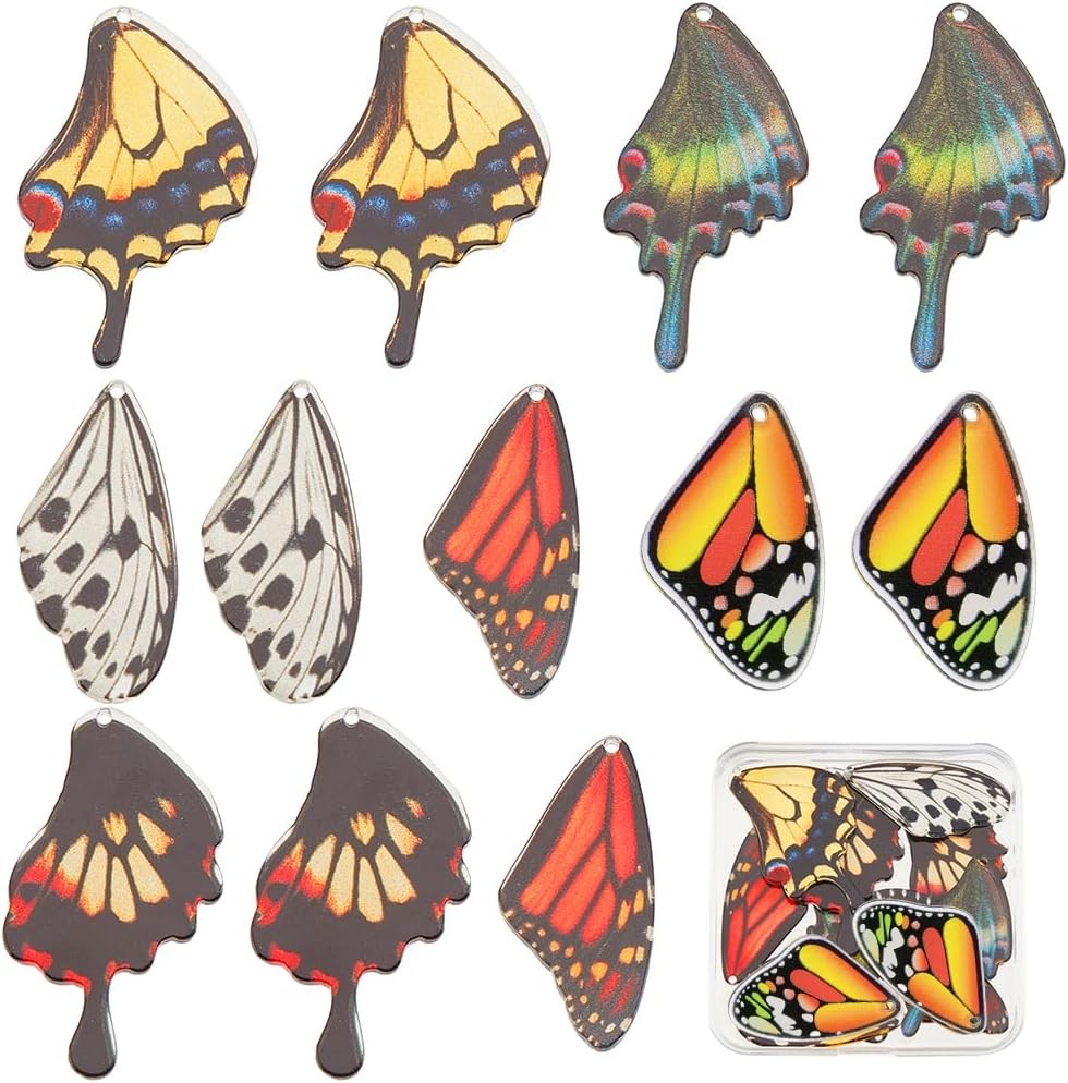 SUNNYCLUE 1 Box 12Pcs 6 Style Butterfly Wing B Wings Charms 2