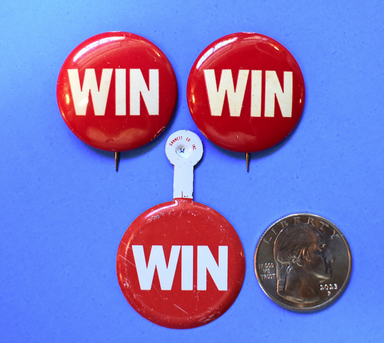 3 VINTAGE WIN (Whip Inflation Now) 1976 PIN-BACK BUTTON & FOLD-OVER  GERALD FORD
