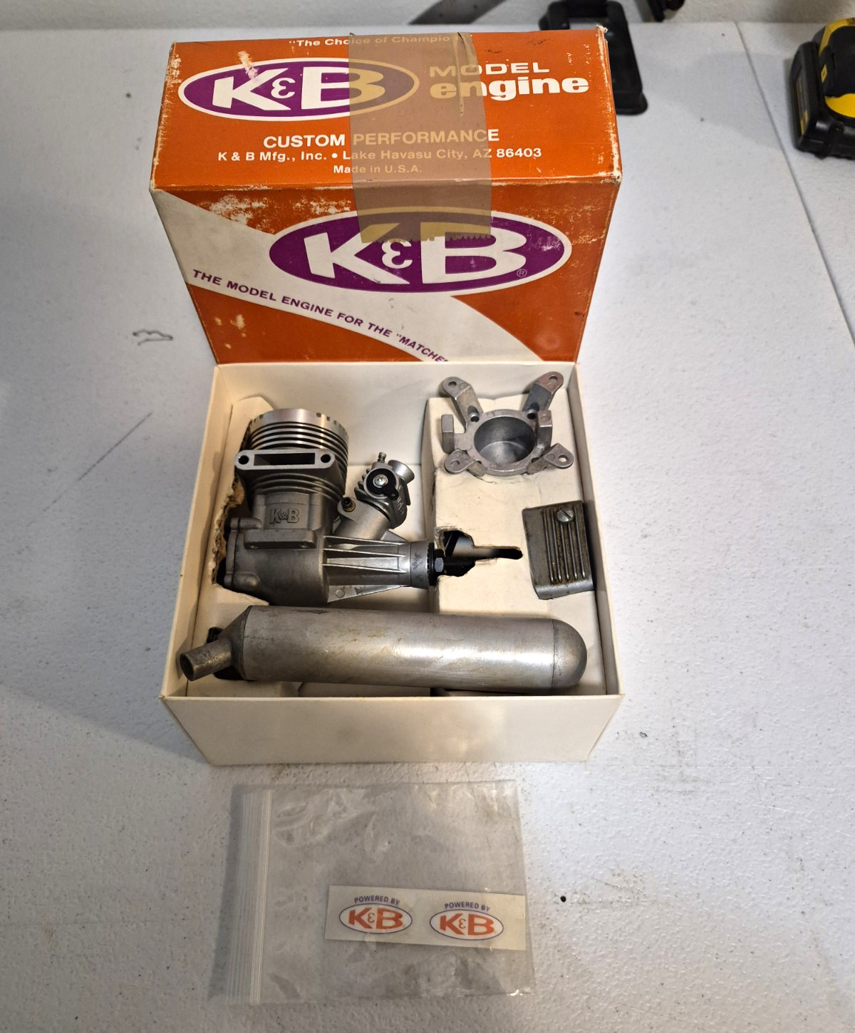 K&B 2-Stroke Model Engine w/ Muffler, Nitro & Glow Fuel Compatible, Boxed