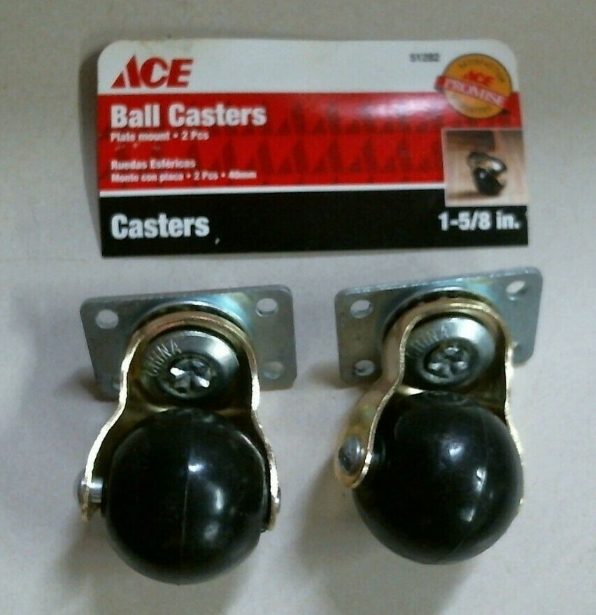 Ace 51282, 1-5/8" Ball Casters, Plate Mount, Pack Of 2, FREE SHIPPING