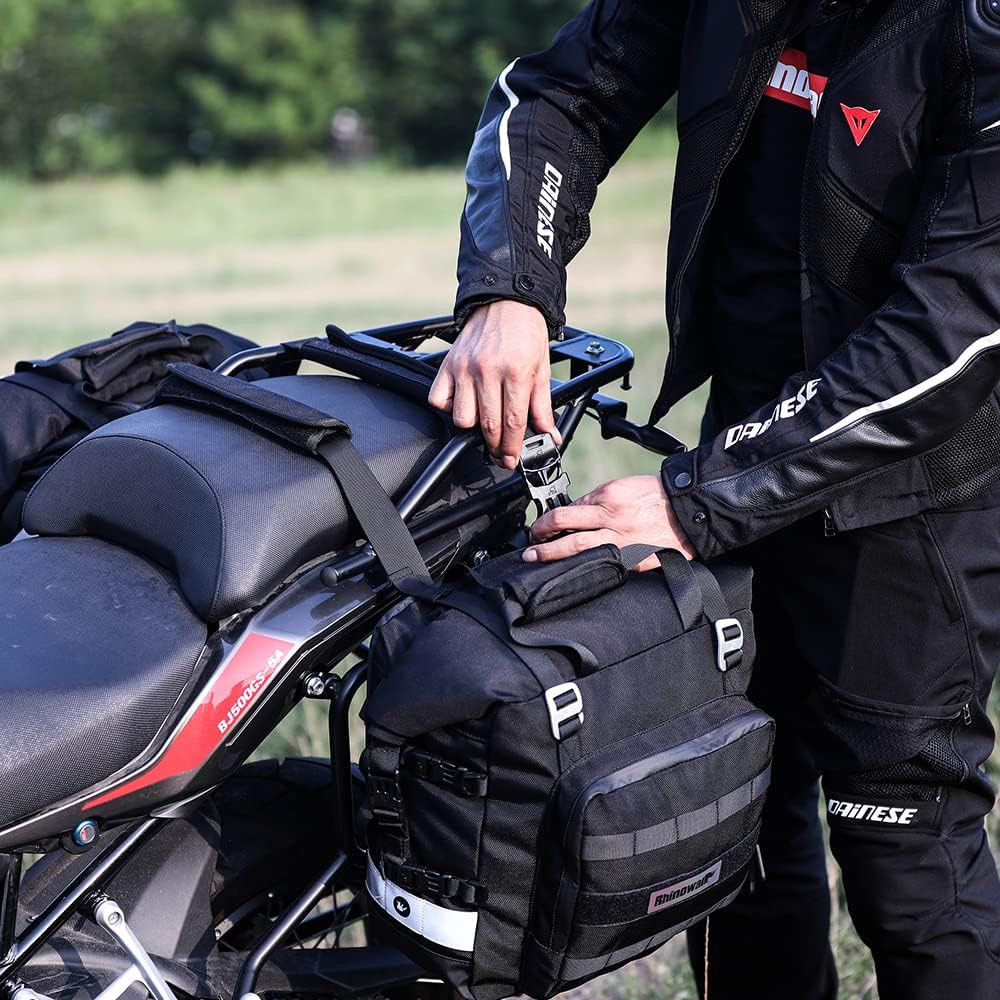 Waterproof Motorcycle Saddle Bag 20L Quick Release Side Pannier - Black