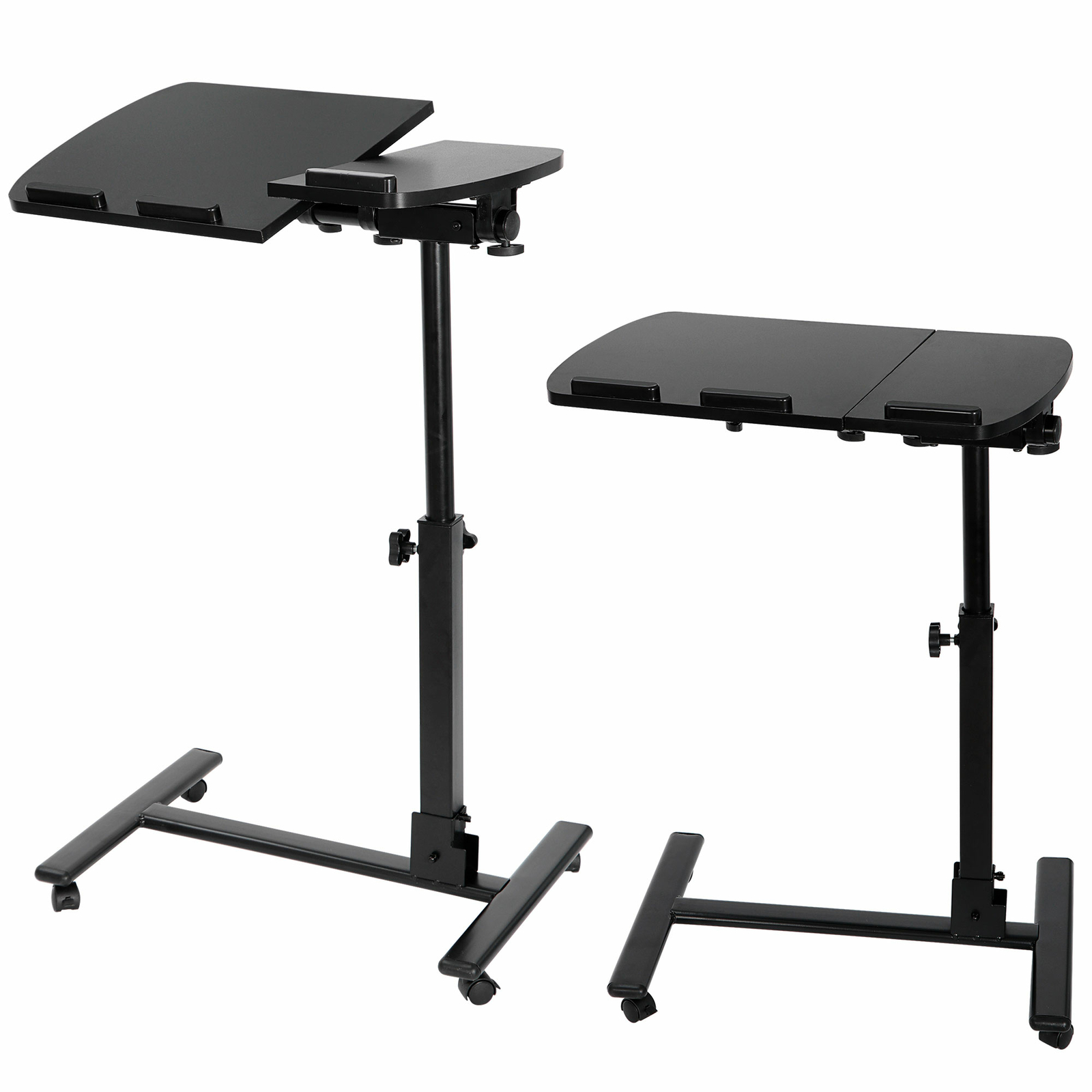 Rolling Table Laptop Desk Notebook Stand Adjustable Tabletop Desk W/ Casters