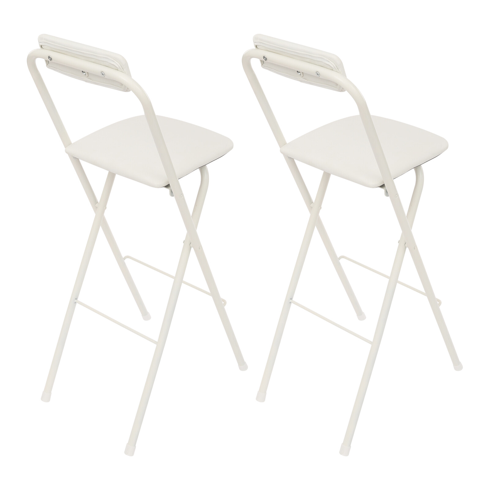 2PCS Modern Foldable Bar Chair, Tall Folding Chair, Portable Folding Stool White