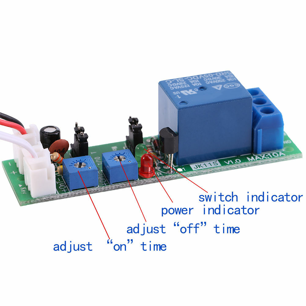 DC12V Cycle Delay Timer Relay 0-15/60/120 Minute ON-OFF Switch Module Adjustable