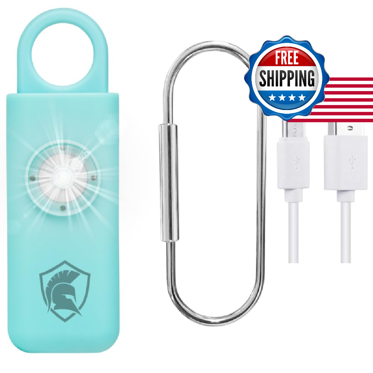 Spartan Defense Personal Safety Alarm Rechargeable Aqua