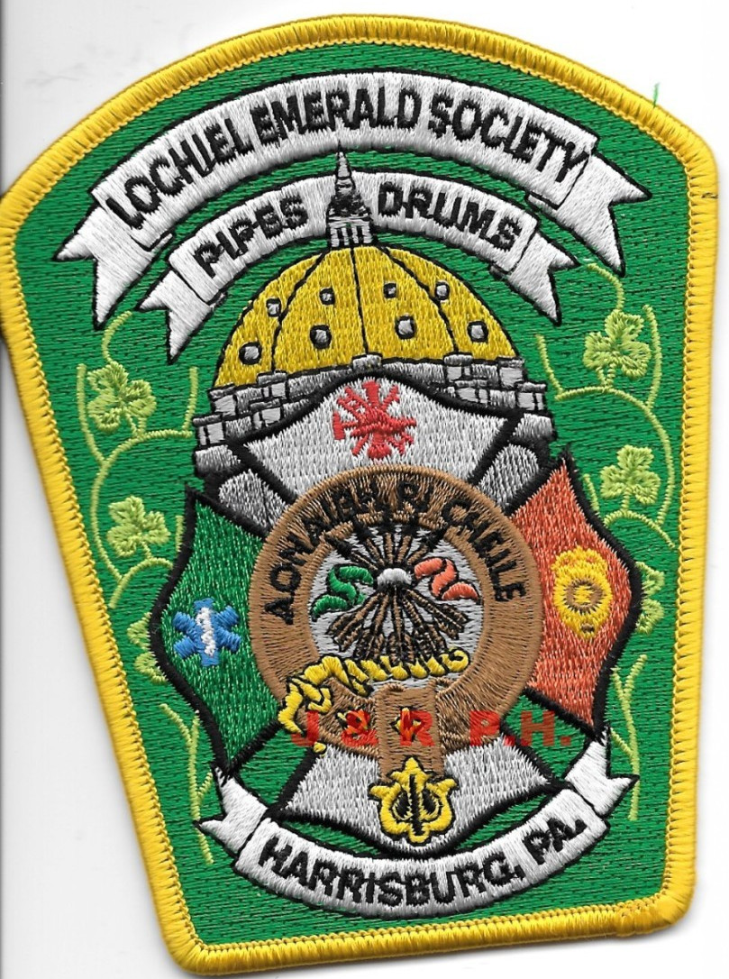 Vintage - Harrisburg Pipes & Drums "Lochiel E.S.", PA (3.5" x 4.25") fire patch