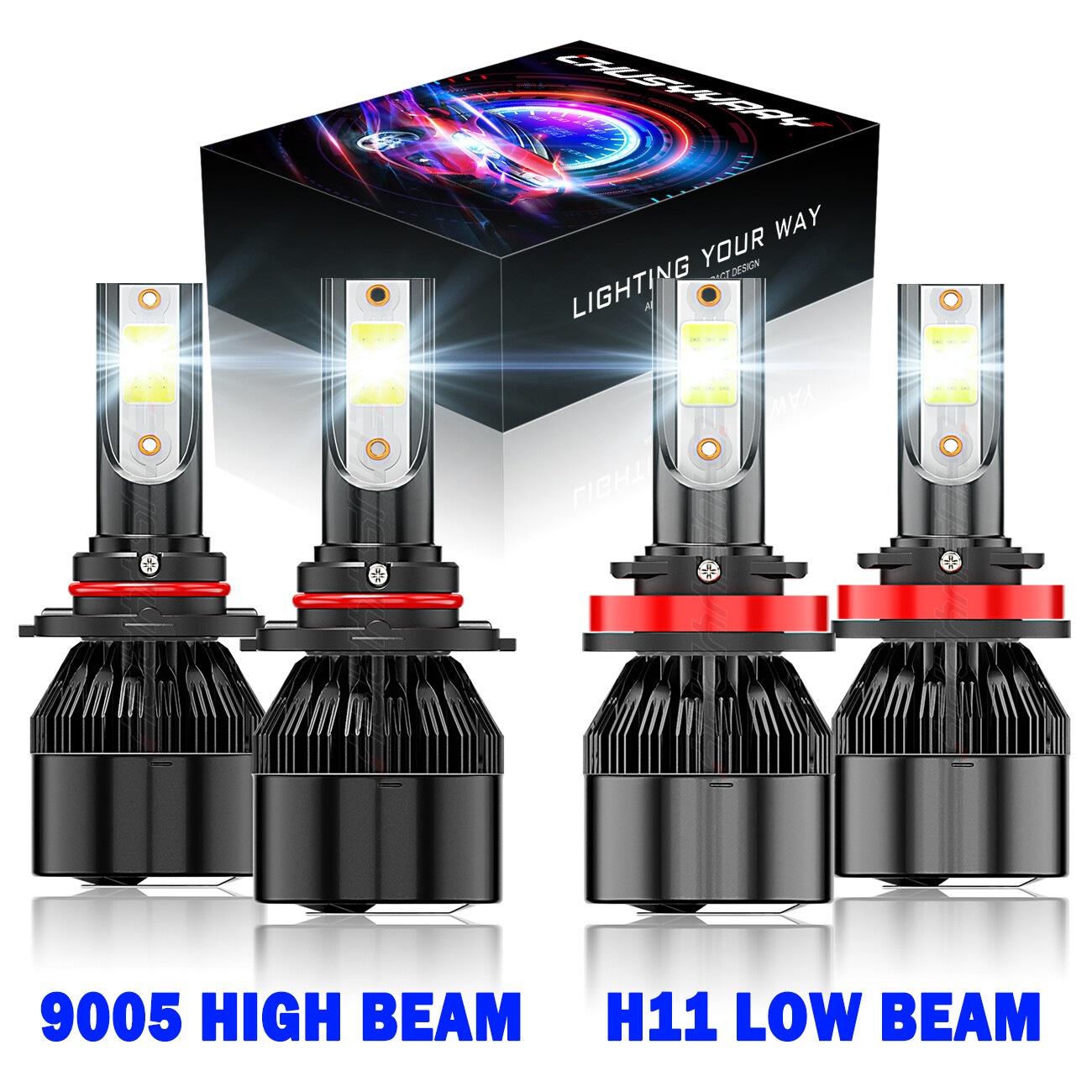 For Toyota Camry 2007- 2014 4X 9005+H11 Combo LED Headlight High Low Beam Bulbs