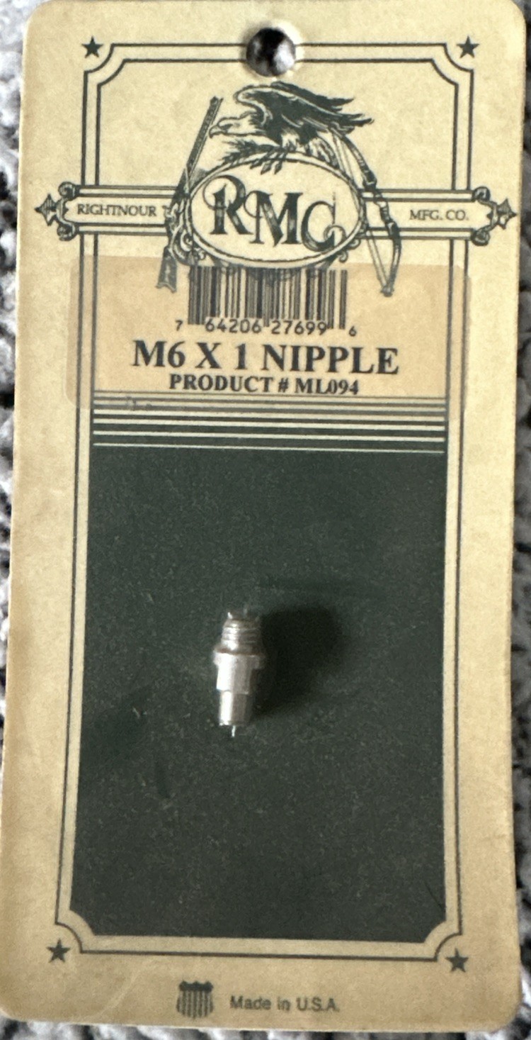 Rifle Pistol Nipple M6 x 1 Metric Thread Rightnour RMC ML094 Made In USA New!