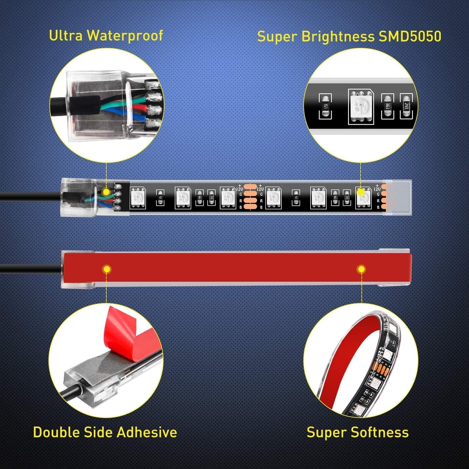 6 Pcs Motorcycle LED Light Kits, App Control Multicolor Waterproof Motorcycle...