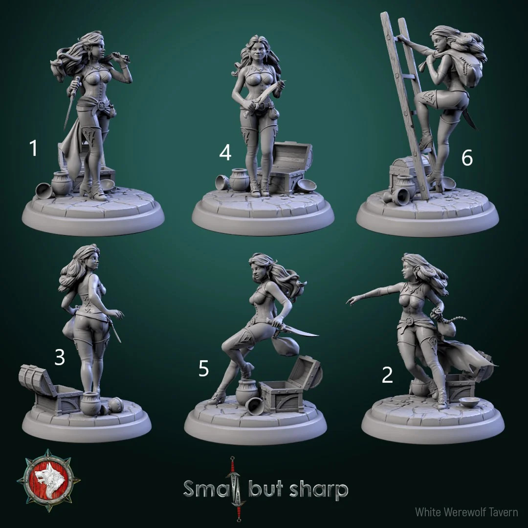 Halfling Thief Set (Set of 6) - 28mm Heroic Small - Resin Tabletop Miniatures