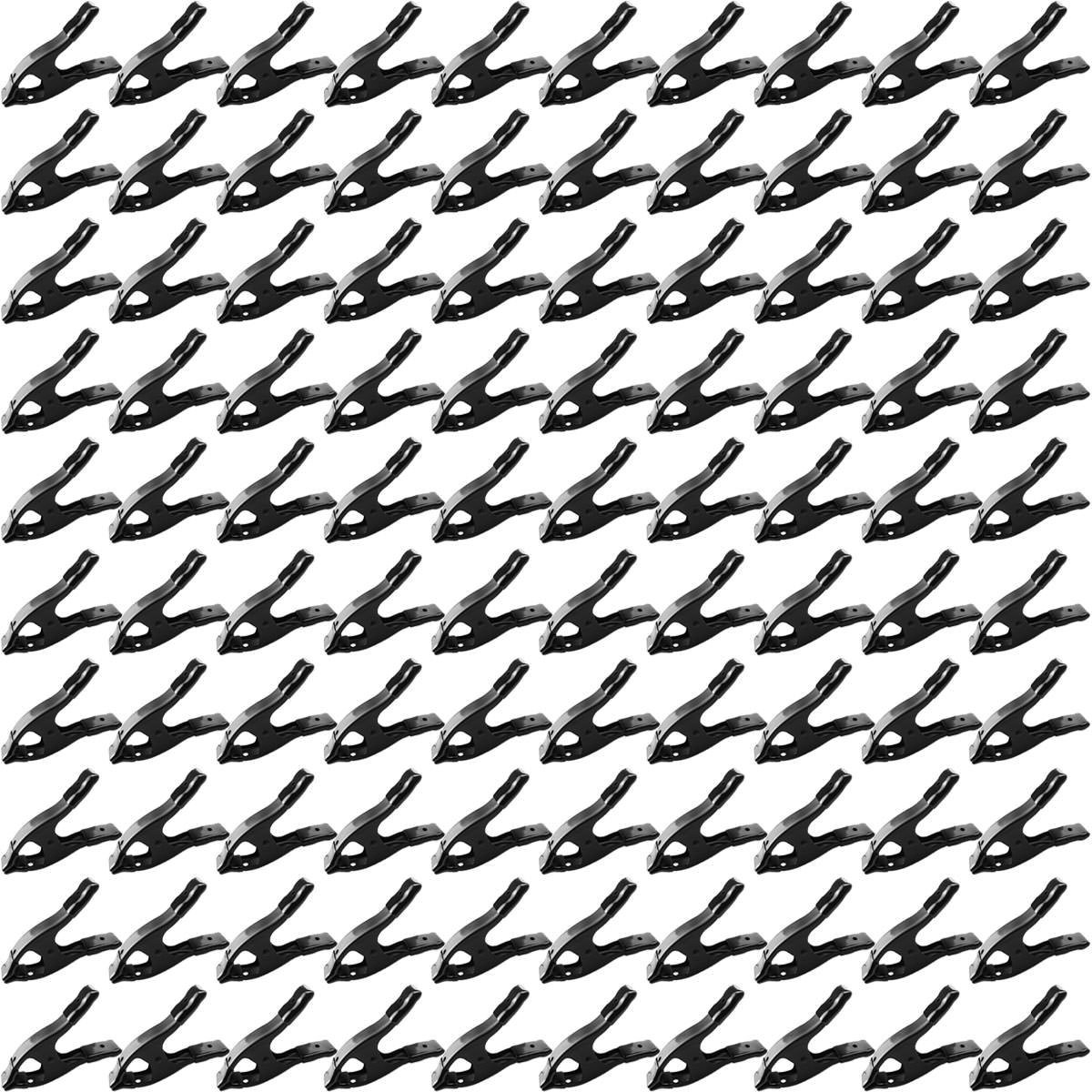 100 Pcs 2 Inch Spring Metal Clamps Bulk All Black For Crafts and Woodworking