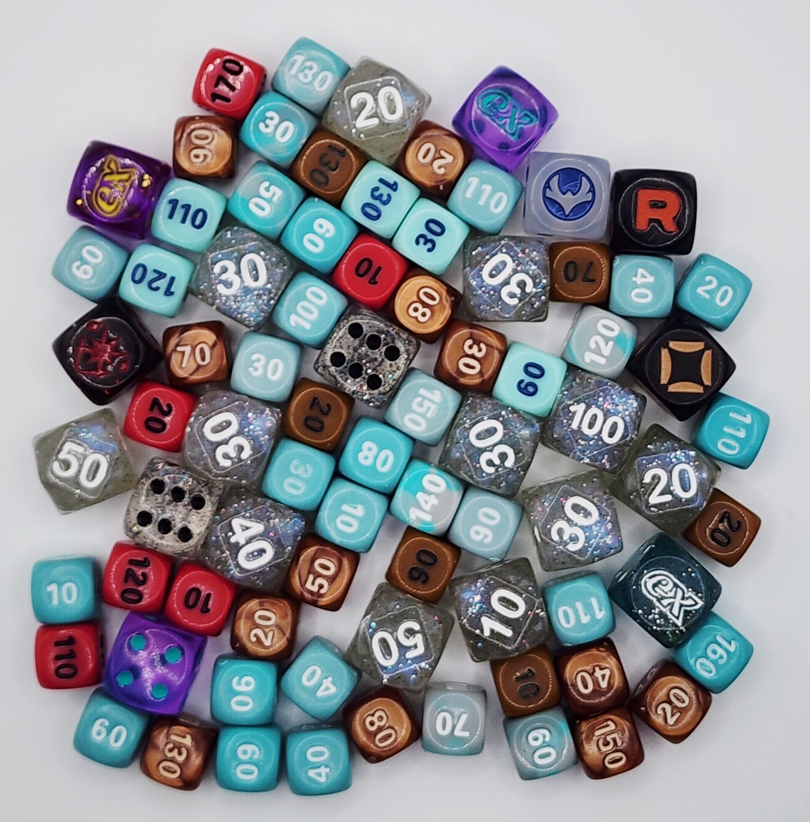 HUGE Lot of 84 Dice - Pokémon (EX Logo, Mega Evolution, Team Rocket, ETC)