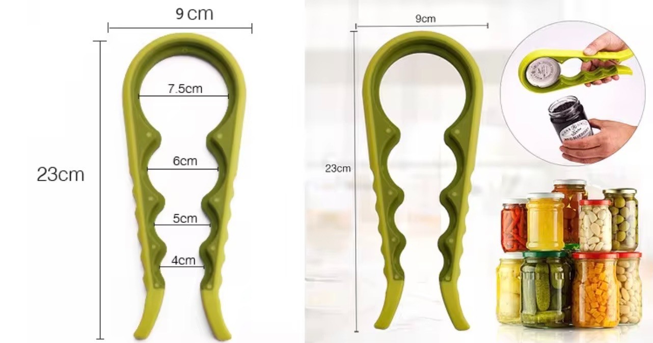 RED 4-in-1 Jar Opener Bottle Opener Easy Grip Kitchen Tool Lid Opener