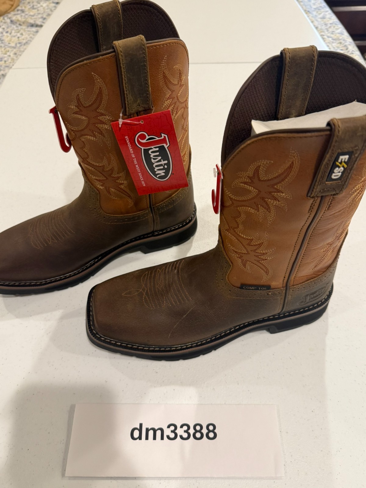 JUSTIN ORIGINAL WORKBOOTS Western Boot: Men Size 8, D, Brown (Model SE4300)