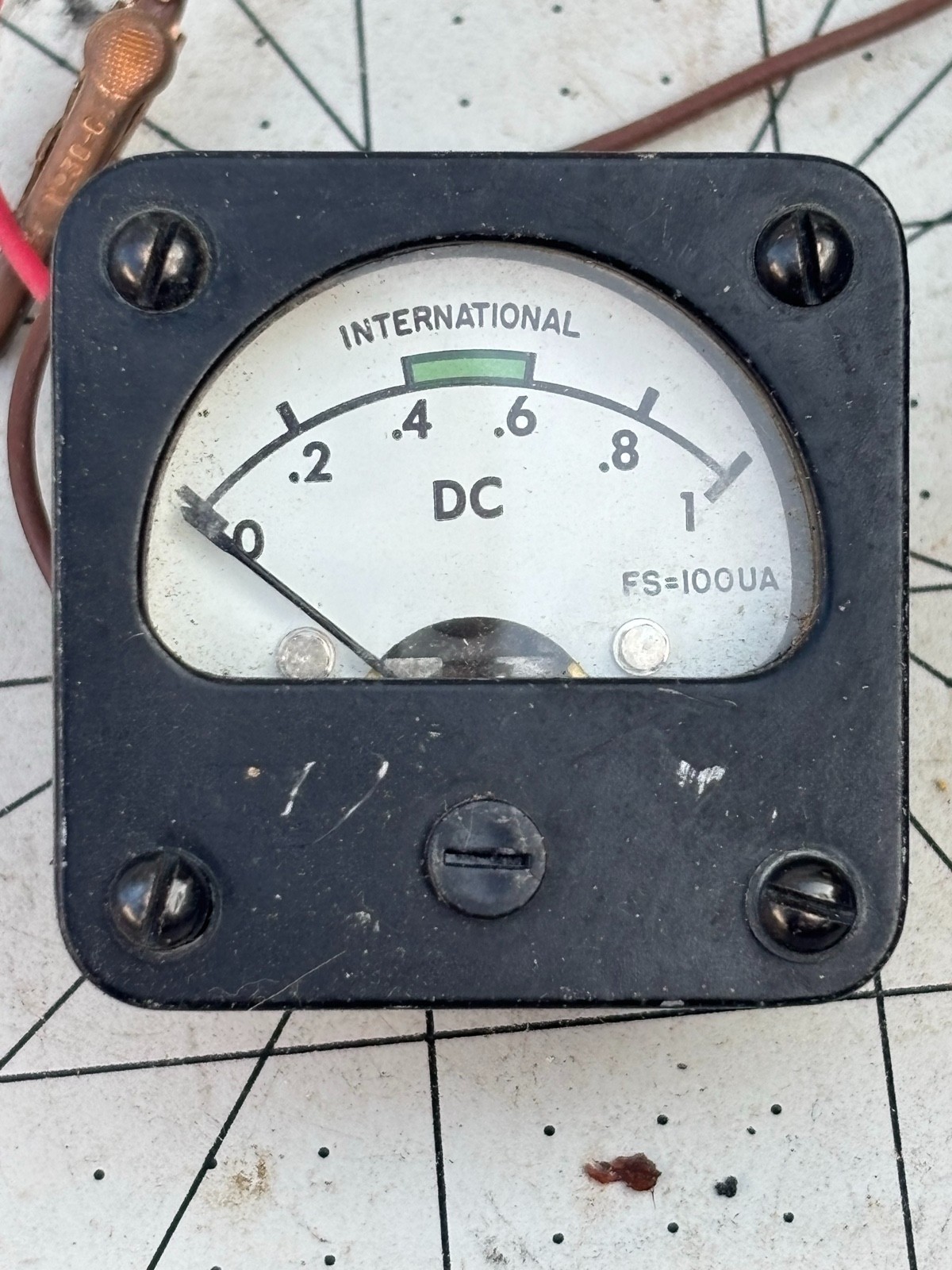 Vintage International 0-1 DC Panel Meter FS 100uA Leads Clips Parts Repair