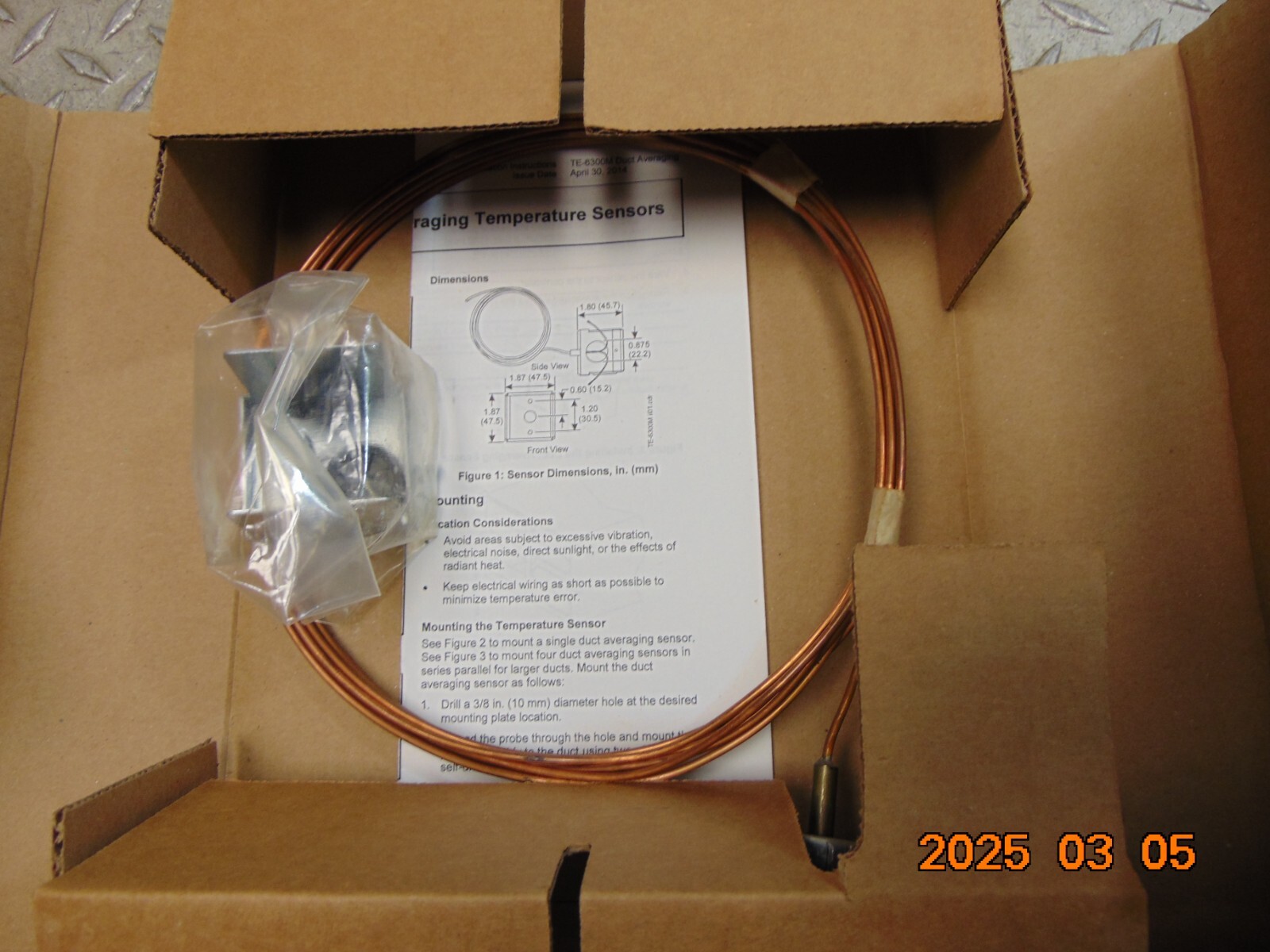 (1) JOHNSON CONTROLS TE-6316M-1 TEMPERATURE SENSOR