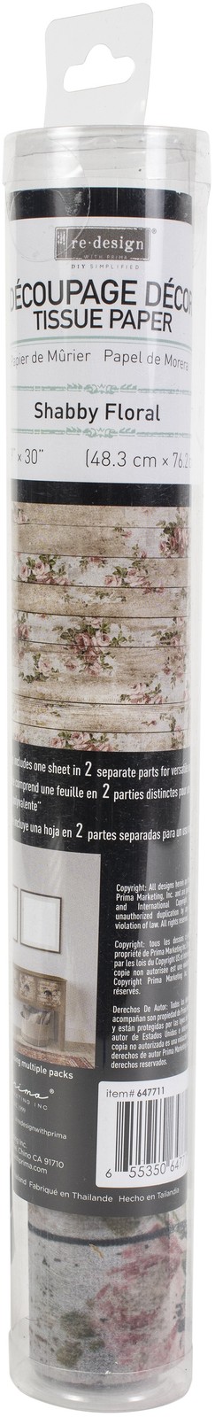 Prima Re-Design Decoupage Decor Tissue Paper 19"X30"-Shabby Floral