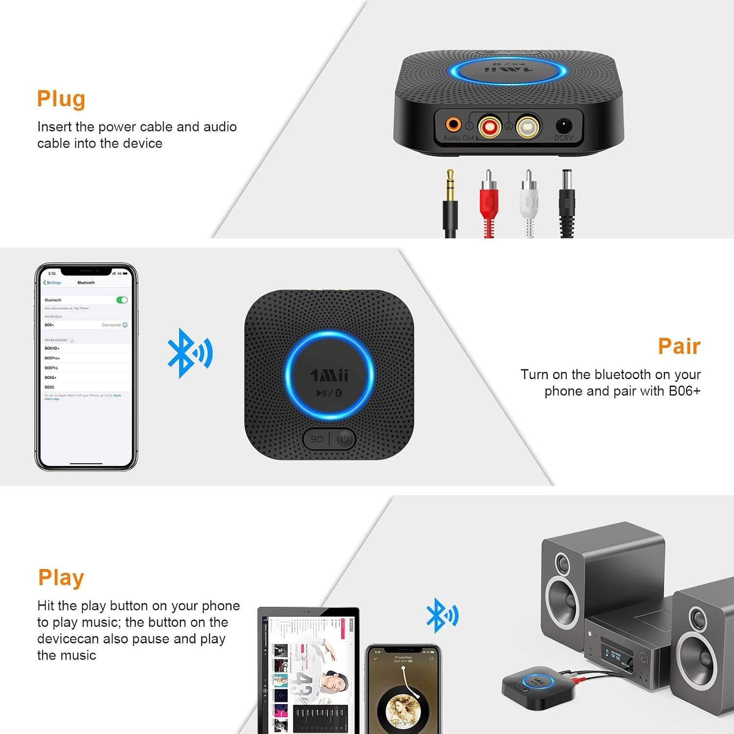 Hi-Fi Wireless Audio Adapter - 3D Surround Bluetooth Receiver, Alexa Compatible