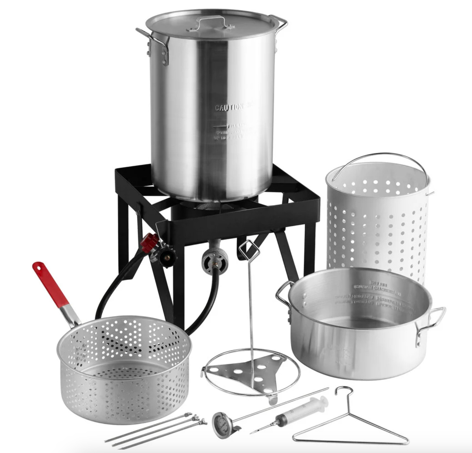 30 Qt Turkey Fryer Pot with Basket & Burner Seafood Boiler Kit Aluminum Steamer