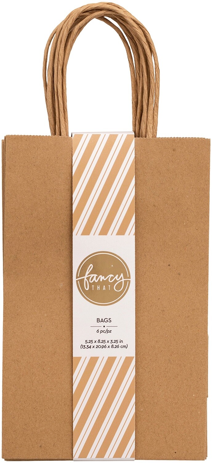 American Crafts Fancy That Small Gift Bags 5.25"X8.25" 6/Pkg-Kraft