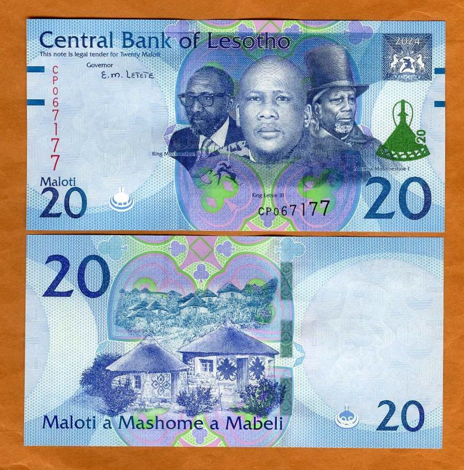 Lesotho, 20 Maloti, 2024 P-New, UNC New Signature