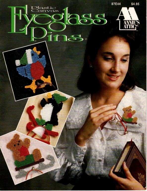 VTG 1992 ANNIE'S ATTIC PLASTIC CANVAS EYEGLASS PINS VERY CUTE