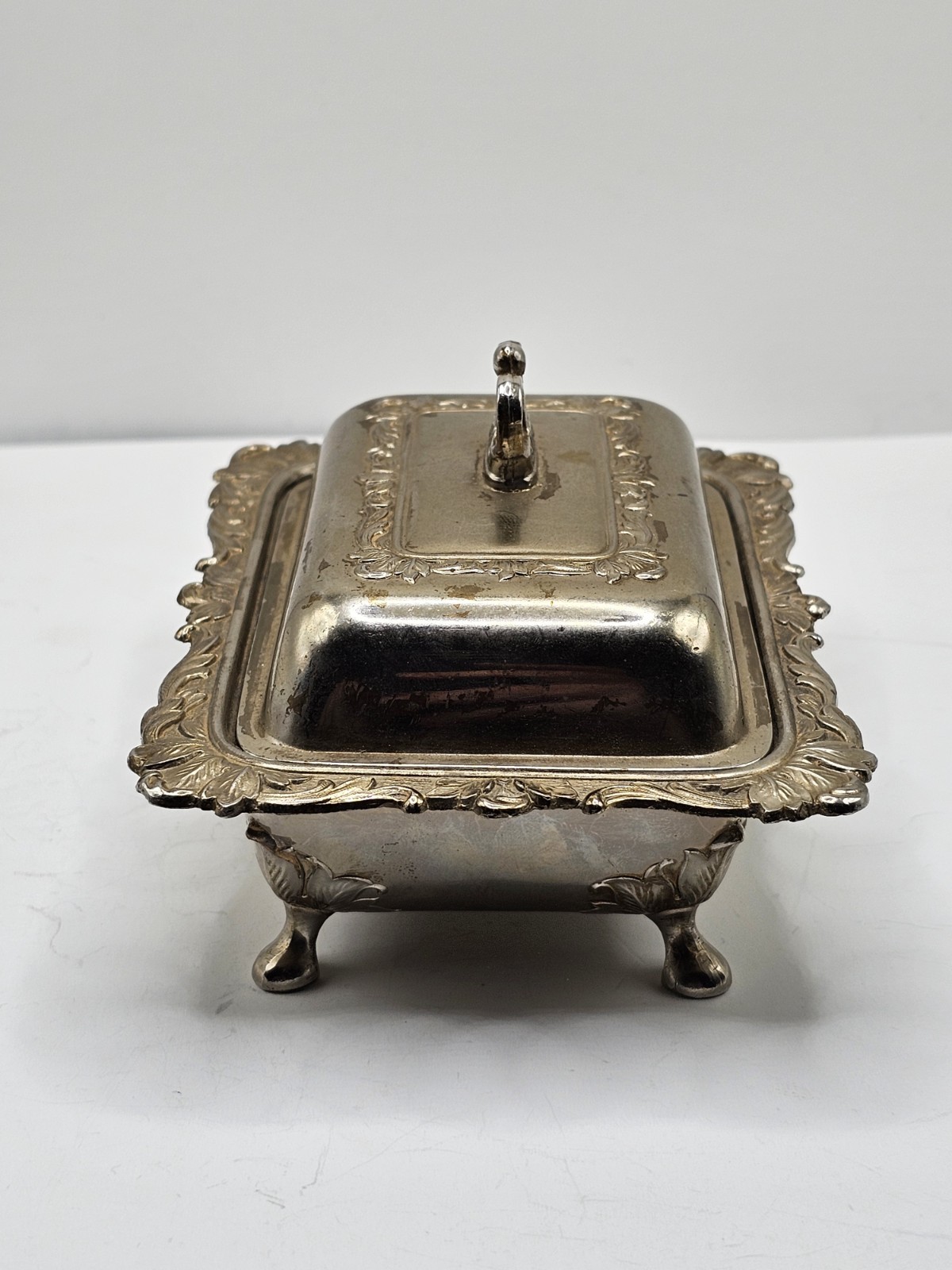 VTG Silver Plate Butter Vanity Trinket Dish