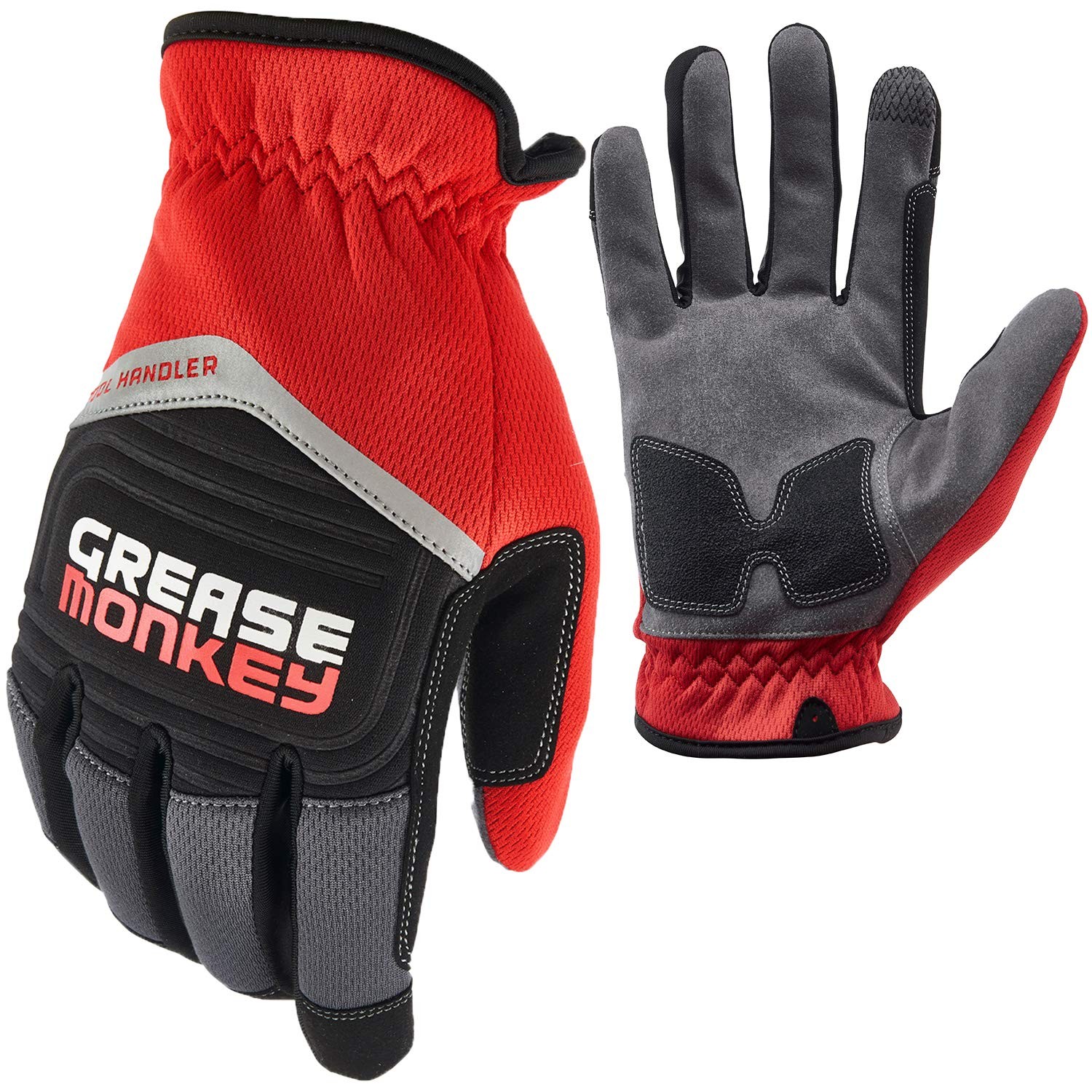 Grease Monkey Pro Tool Handler 2.0 Mechanic Gloves with Large, Red