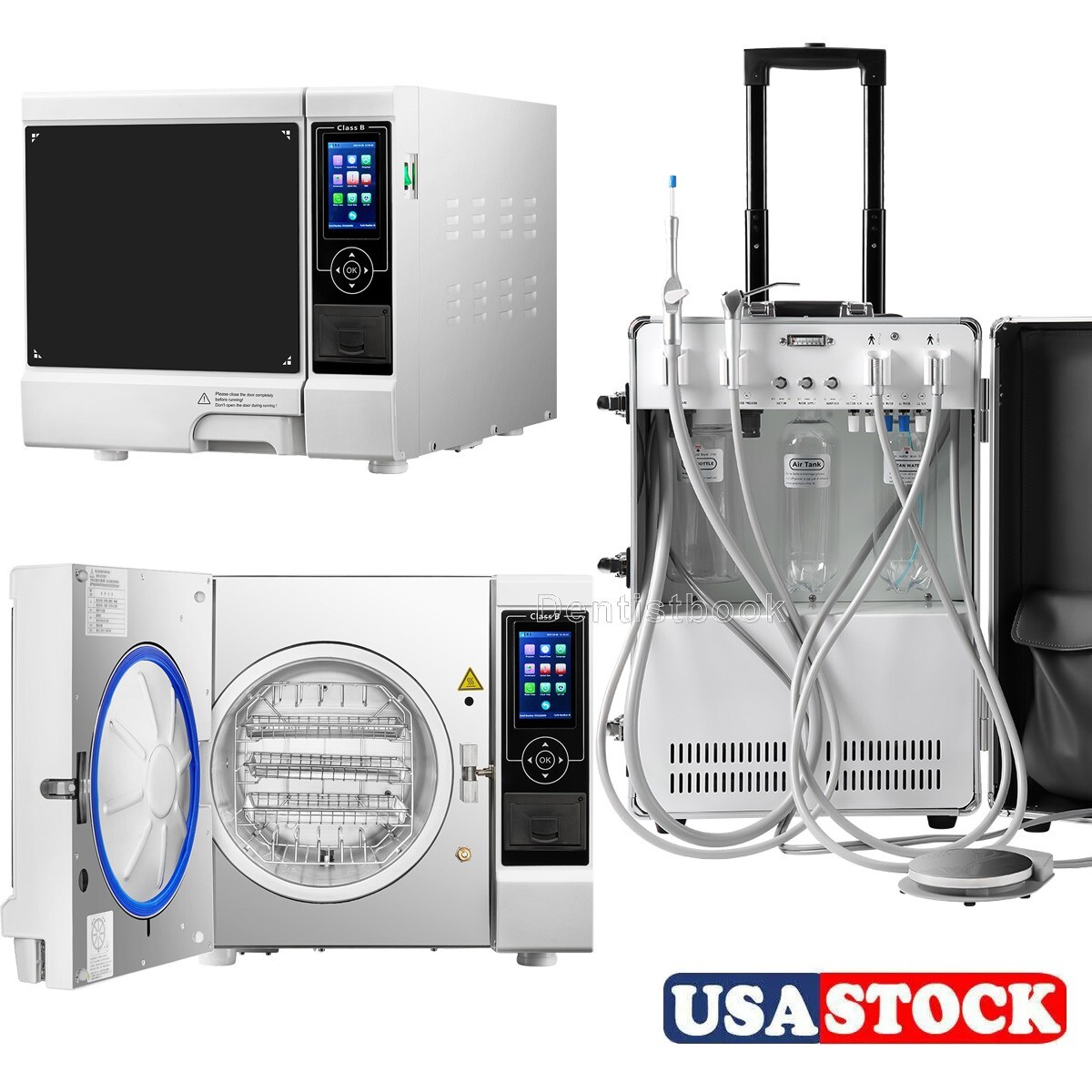 Dental Autoclave Steam Sterilizer Class B /Portable Delivery Suction Unit 4Hole