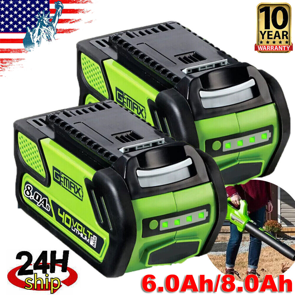 For Greenworks 40V 8.0Ah/6.0Ah Lithium G-MAX Battery 29462 29482 29252 29472 LED