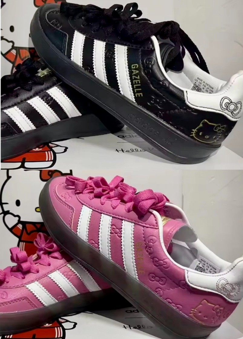 US SELLER adidas x Hello Kitty Gazelle Sneakers Black Pink Sz EU36-45, USM4-11