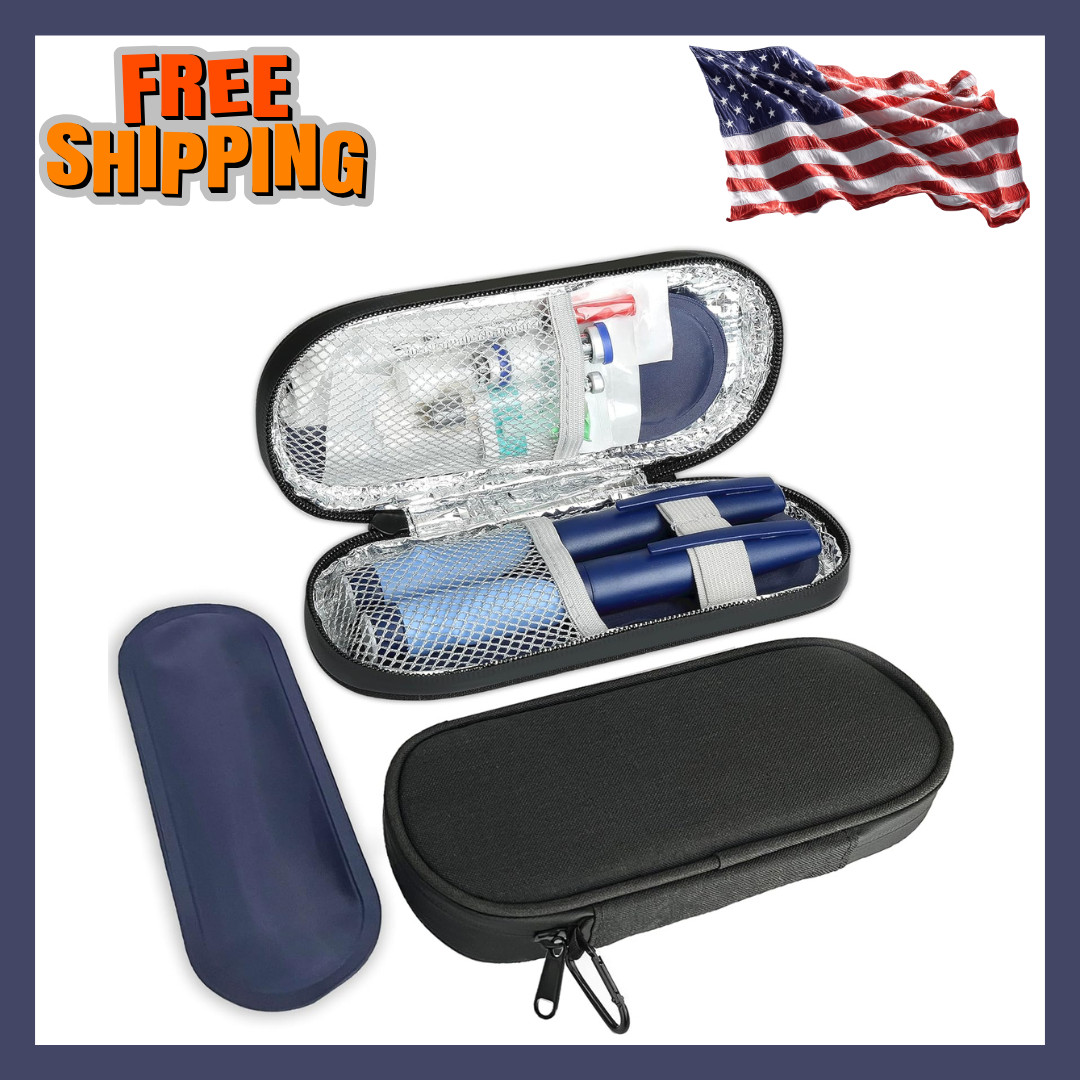 Insulin Pen Cooler Travel Case with TSA Approved Ice Packs,Diabetic Black