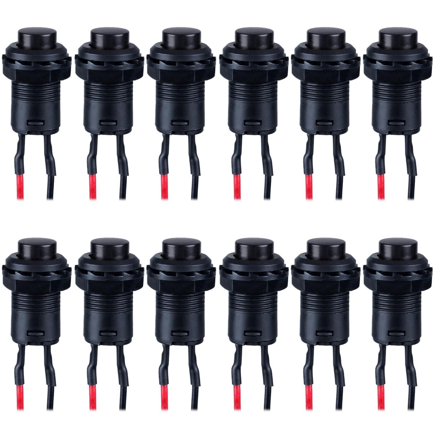 12-Pack 12mm Latching Push Button Switch AC 250V/1.5A 120V/3A ON-Off SPST Nor...