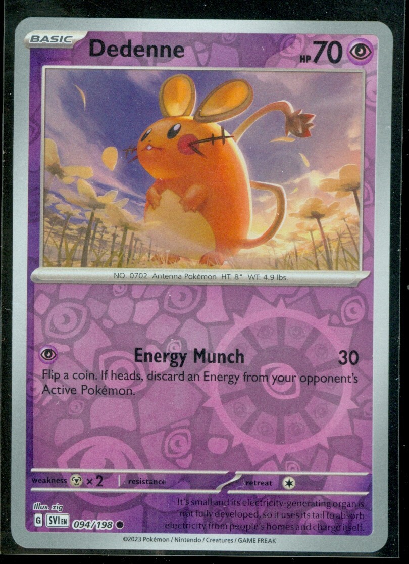 Pokemon DEDENNE 094/198 Scarlet & Violet Rev Holo - - MINT