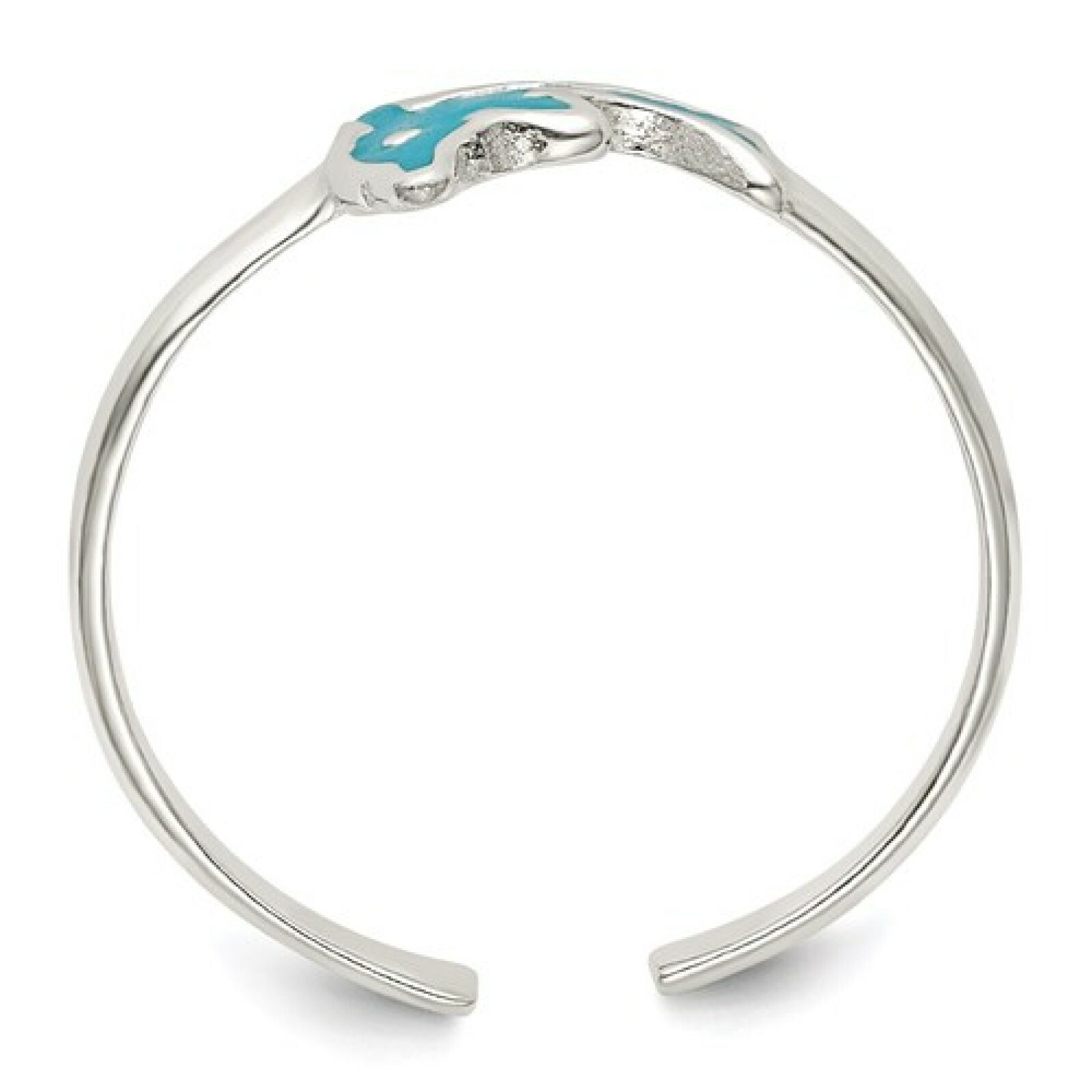 Sterling Silver 8MM Polished Enameled Dolphin Toe Ring